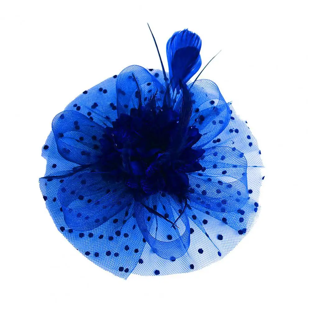 

Durable Hair Accessory Women's Feather Mesh Top Hat Headband with Flower Decor Dot Print Party Hair Accessories Top Hat Headband