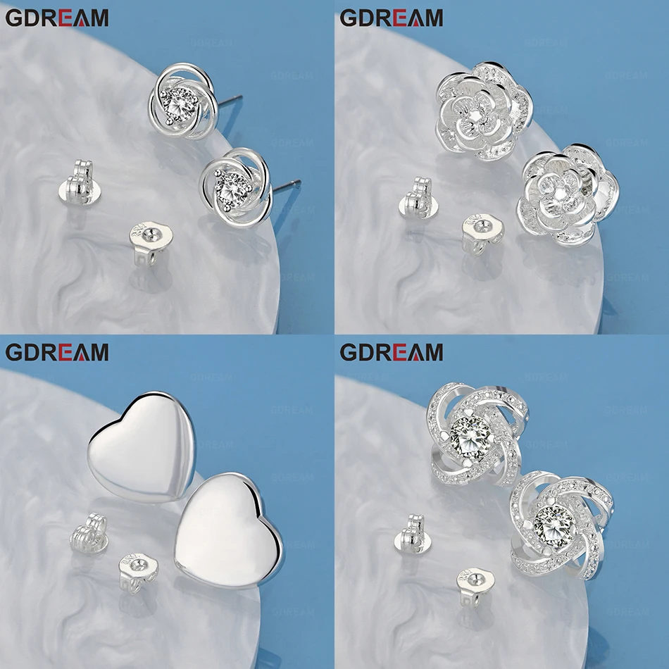 

GDREAM 925 Sterling Silver Rose Earrings Women'S Retro Personality Accessories Party Jewelry