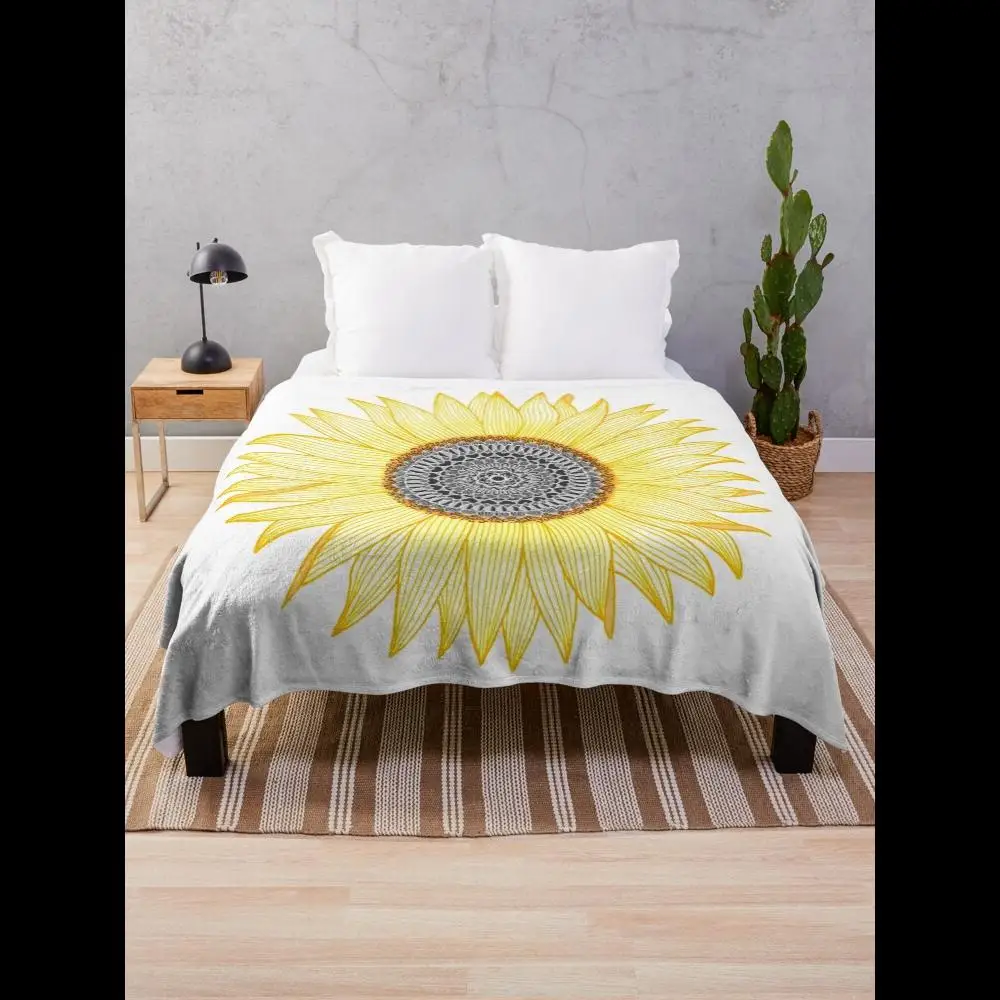 

Golden Mandala Sunflower Throw Blanket