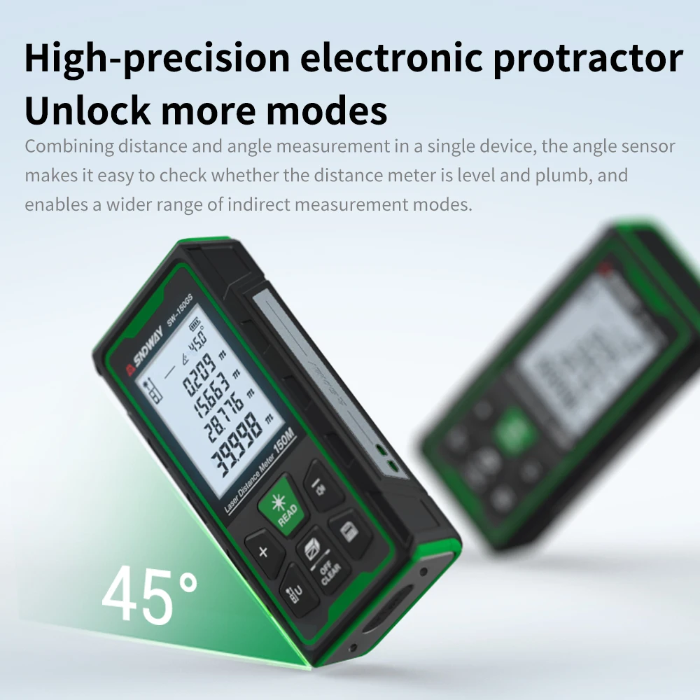 SNDWAY Green Laser Rangefinder 150M Indoor Outdoor Distance Meter 2.4