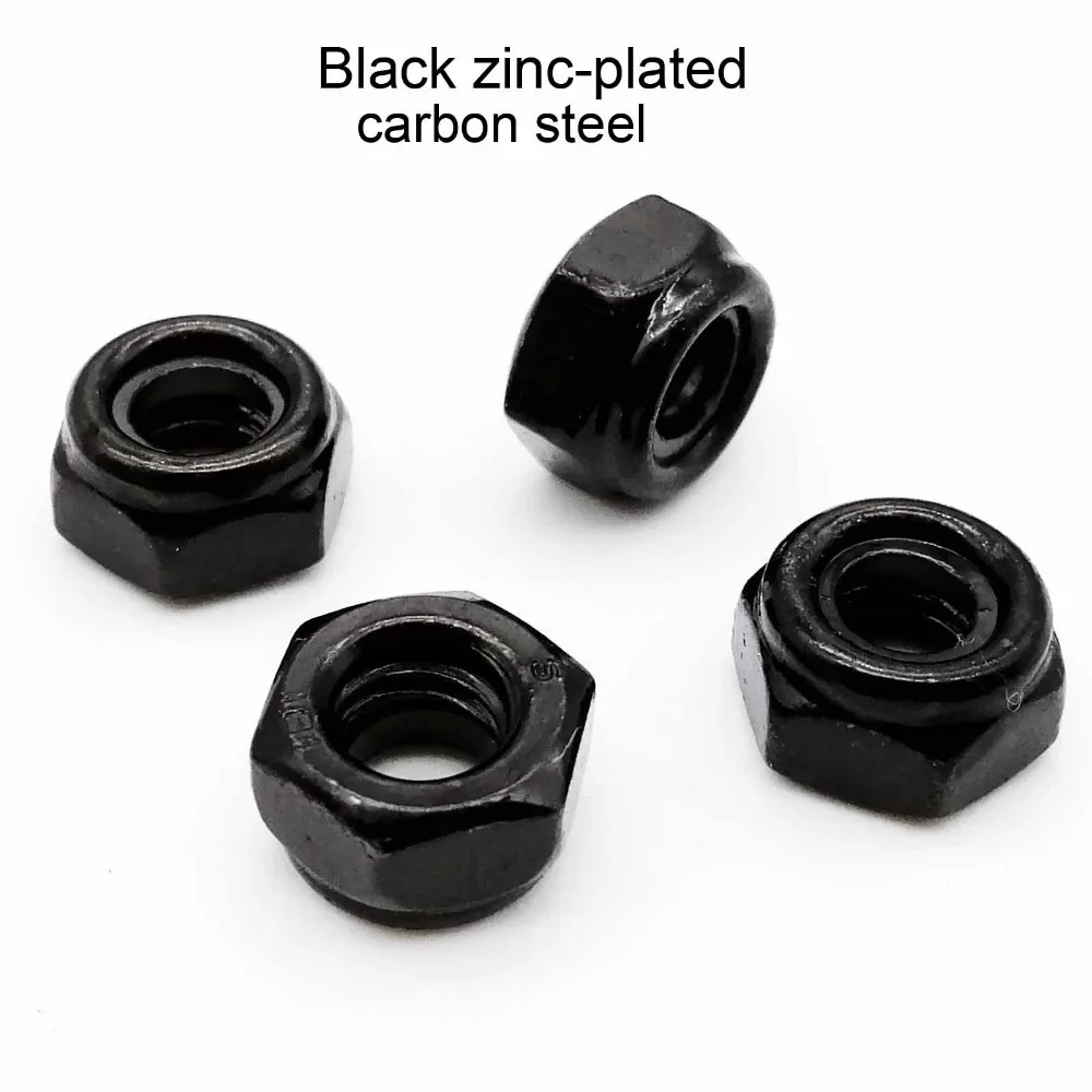 2/5/25pcs M2 M2.5 M3 M4 M5 M6 M8 M10 M12 M16 304 acciaio inossidabile nero esagonale inserto in Nylon controdado autobloccante Nylock controdado