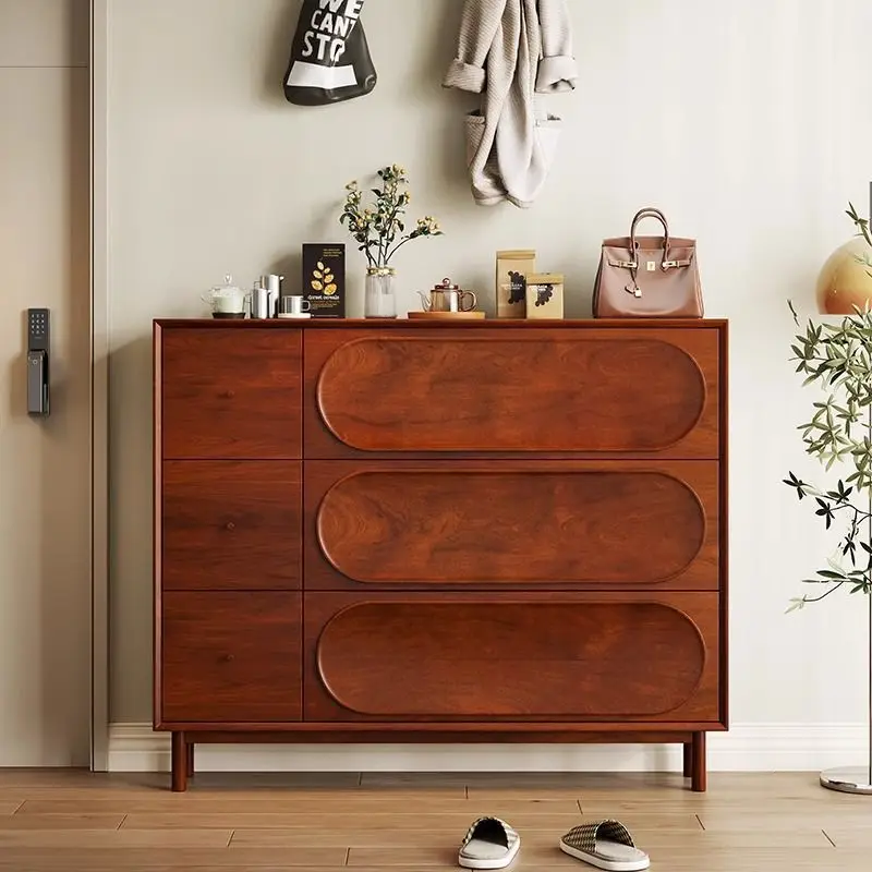 antique tipping bucket shoe cabinet, ultra-thin 24cm home door, modern retro, entrance storage 4