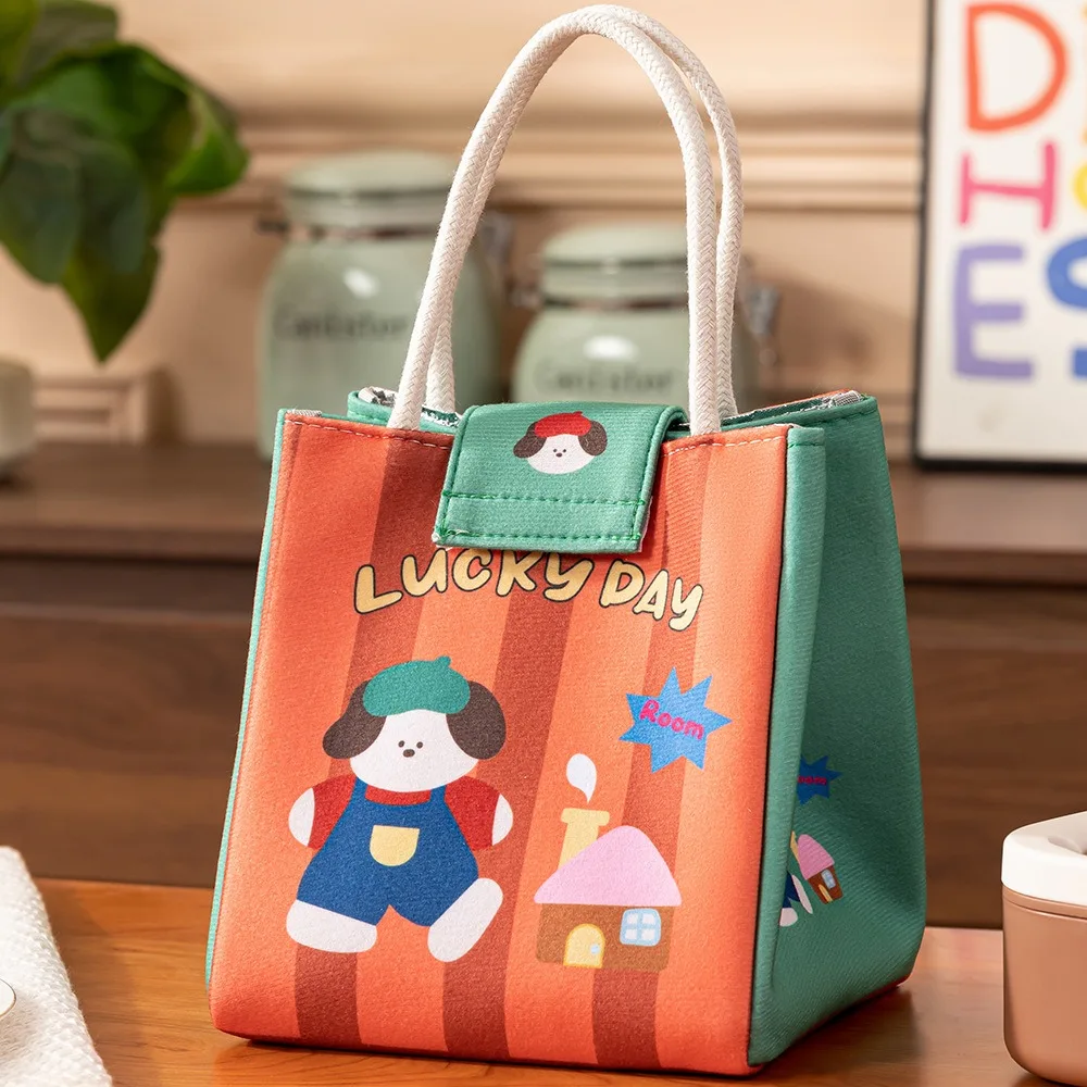 New Large Capacity Lunch Box Bag Cartoon Insulated Lunch Tote Bag Portable Fresh Keeping Lunch Bag Office