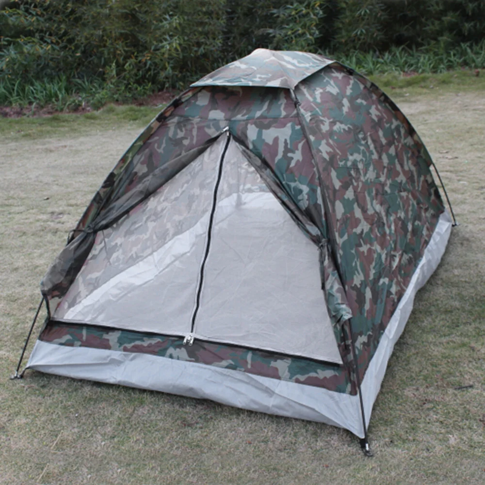 

Outdoor Hiking Camping Beach Portable Waterproof Fabric Tent 2 Person Camouflage Single Layer Sun Shelter Anti UV Shade Awning