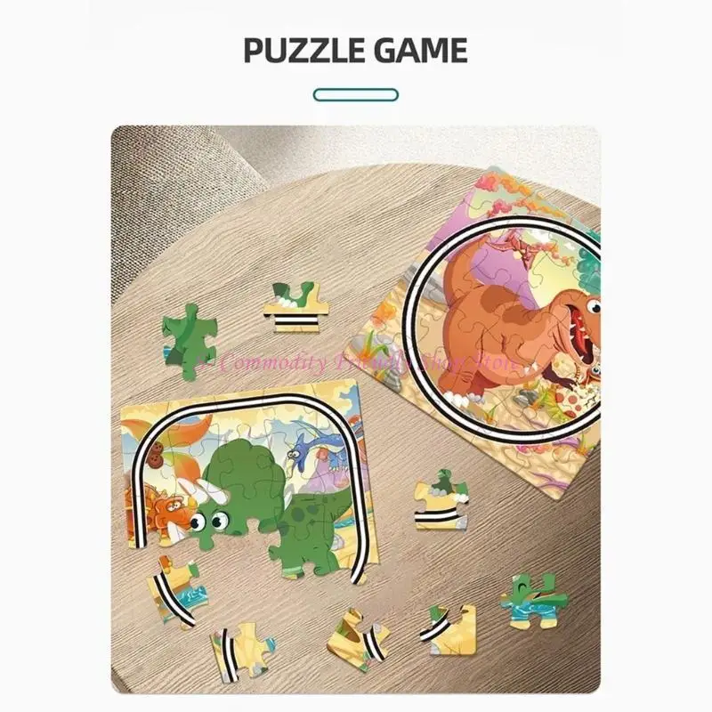 

85AE Kids Dinosaur Puzzle Track Toy Set Interactive Windup Car Game for Children 3+ Toddler Dinosaur Windup Car and Track