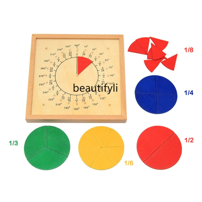 

Wooden Round Fraction Board Children's Early Education Educational Toys Toddler Learning Math Gifts