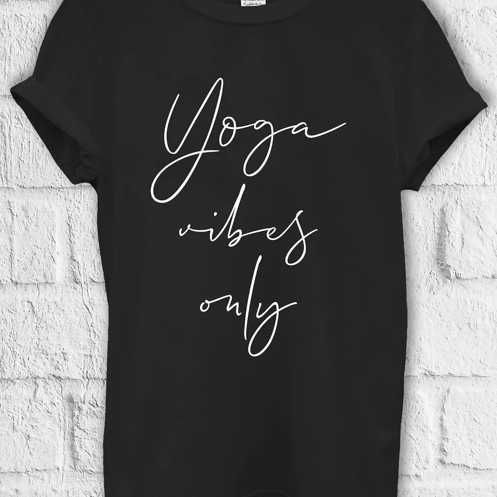 Yoga Vibes Only Funny Cool T Shirt Sweat Jute Bag Kids Baseball Pullover Baggy Boyfriend 3642