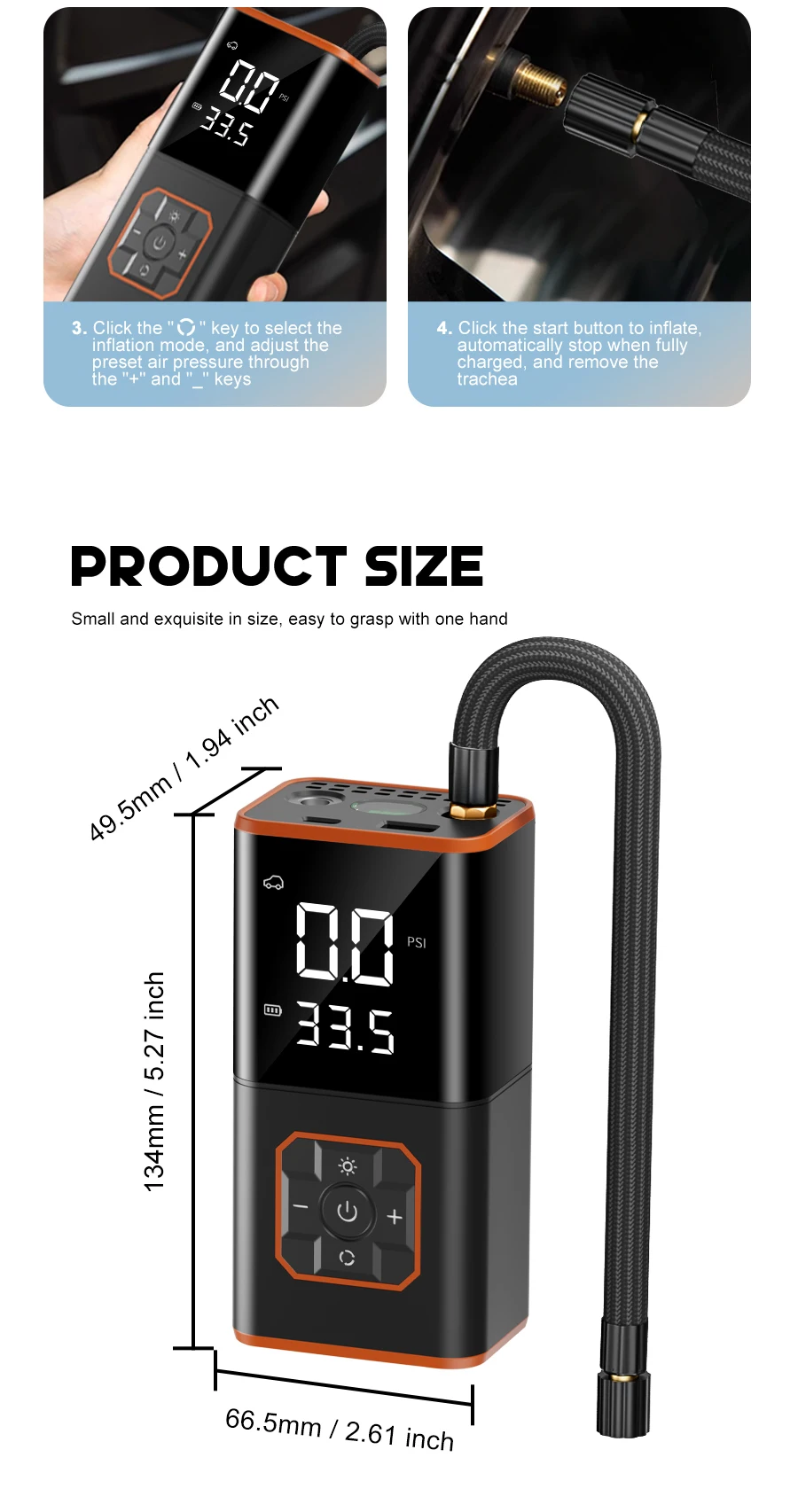 Portable 150PLS Tyre Inflator, Air Compressor, Power Bank Suitable for Cars, Bicycles, Motorcycles, Tyres, and Balls