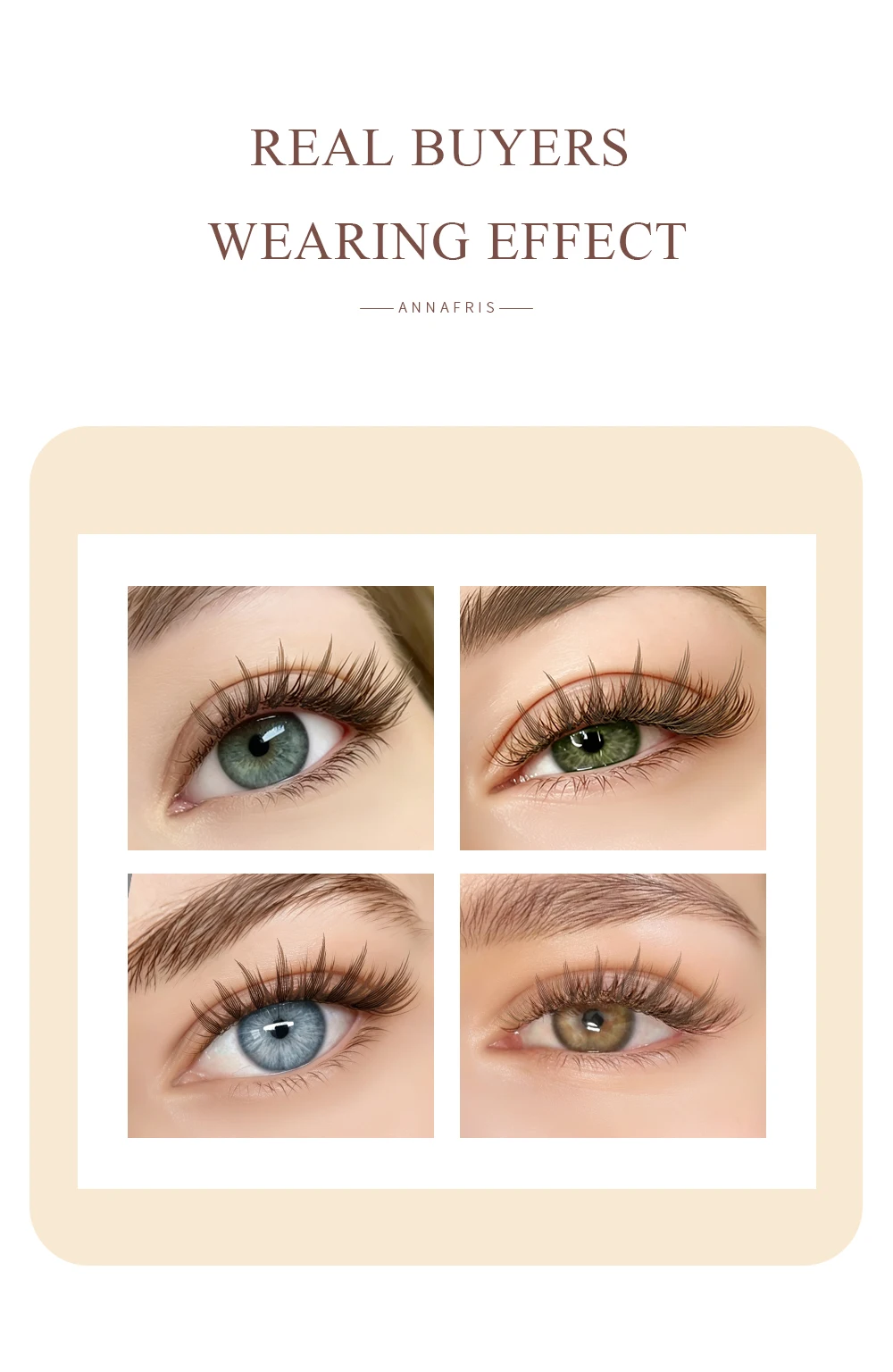 ANNAFRIS Braune Comic Spire Wimpernverlängerungen, automatisch blühende vorgefertigte Fächerwimpern, natürliche, weiche Anime-Effekt-Kunstwimpern – Detail 6