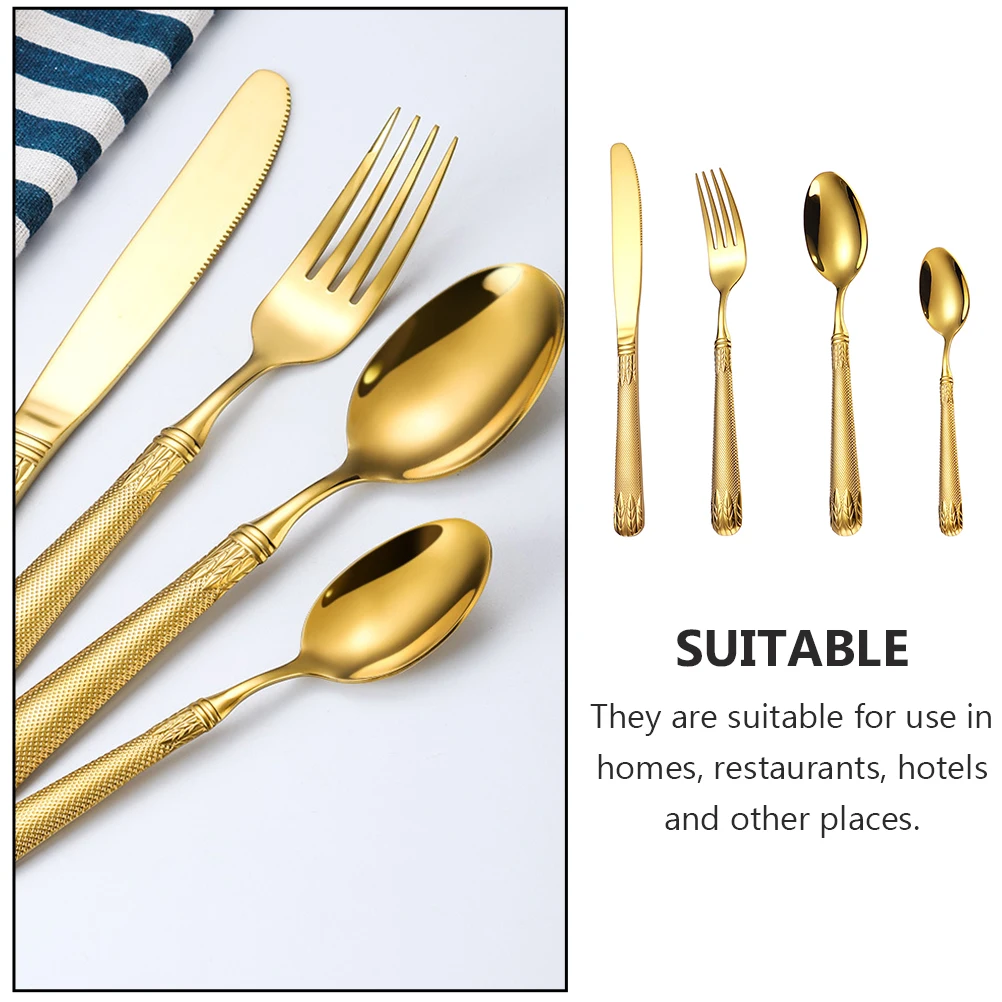 

Stainless Steel Cutlery Set Household Serving Fork Spoon Knife Kit Western Dining Kitchen Home Supplies
