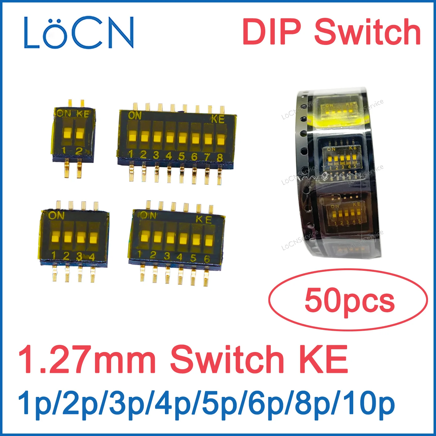KE 1.27MM SMD Slide Type Switch 1P 2 3P 4P 5P 6P 8P 10P pin 1.27 Pitch Toggle snap black golden binary switch LoCN 50pcs