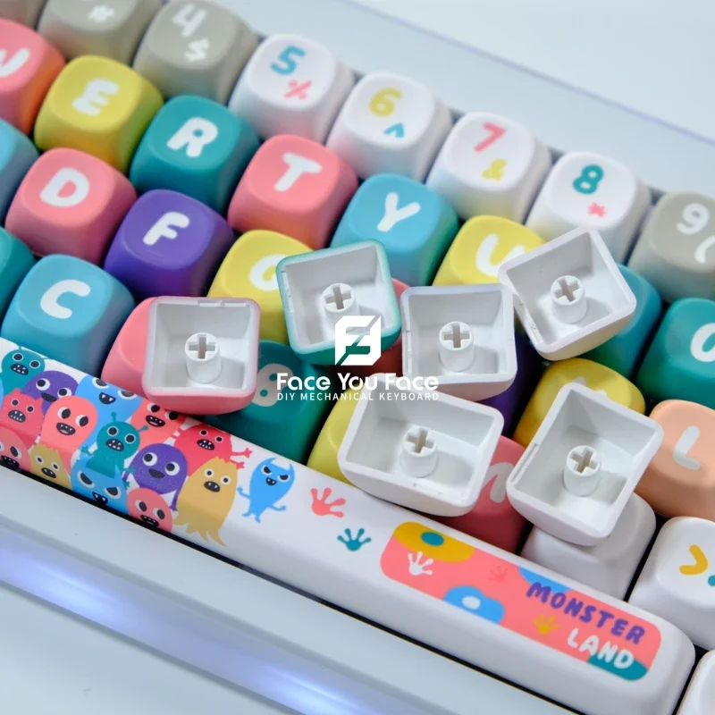 Imagem -05 - Teclas Conjunto Tampa Chave Monstro Pbt Moa Perfil Duplo Tiro Teclado Mecânico de Sublimação Térmica para Personalização 129