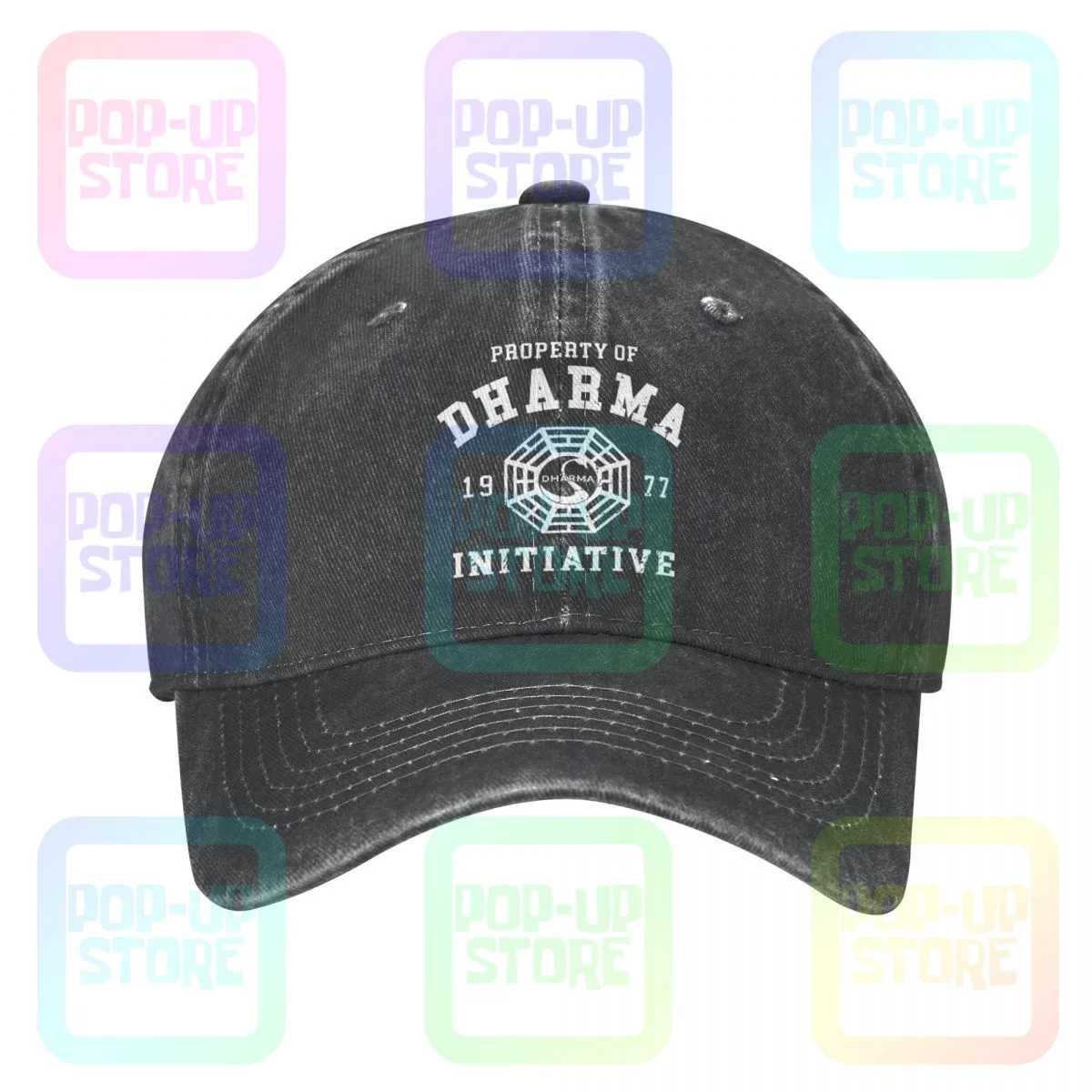 Dharma Initiative 1977 Tv Show Lost Washed Denim Baseball Cap Trucker Hats Retro Hot Deals