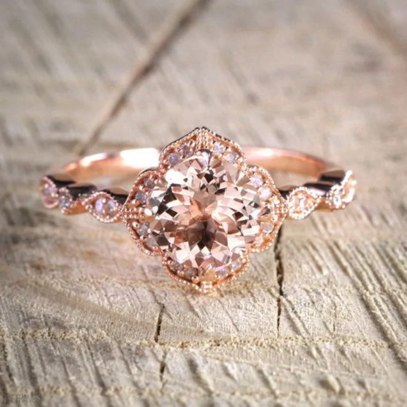AAA Zircon Stone Micro Paved Bridal Ring Sets Romantic Rose Gold Color Engagement Rings Wholesale Lots&Bulk Midi Rings