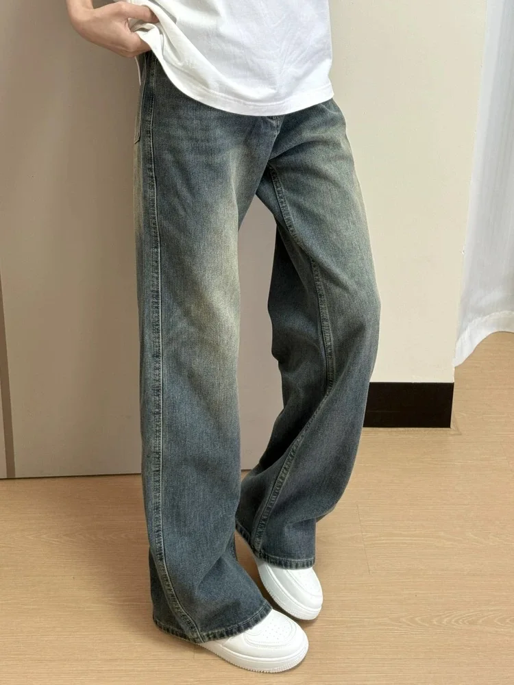 

Джинсы из джинсовой ткани в стиле ретро American Vibe, женские свободные прямые длинные брюки Cleanfit с высокой талией, износостойкие