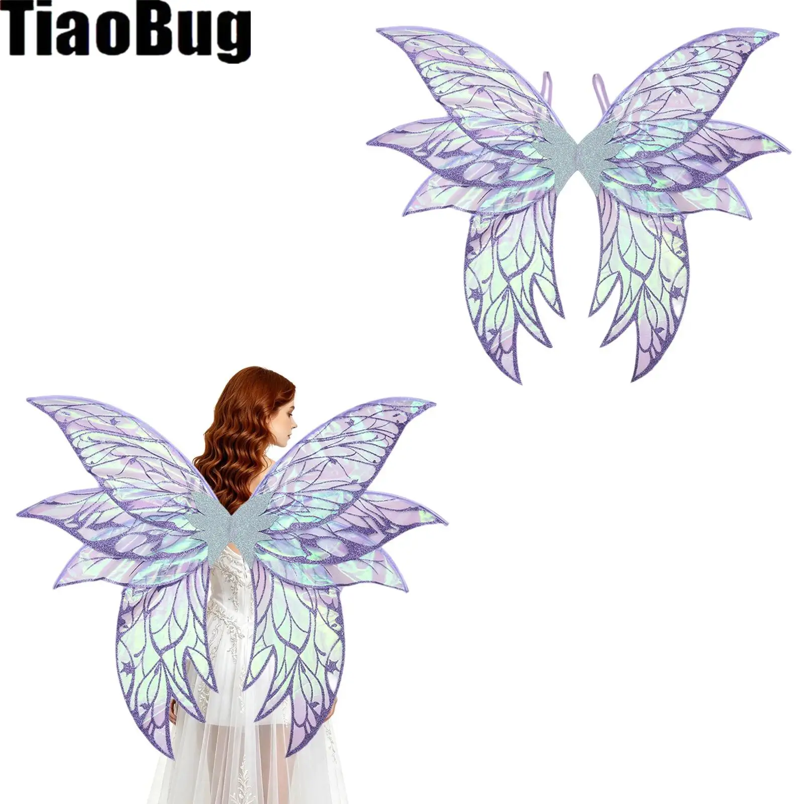 Adults Butterfly Cosplay Wings Shiny Fairy Wings for Halloween Festival Party Cosplay Masquerade Stage Performance