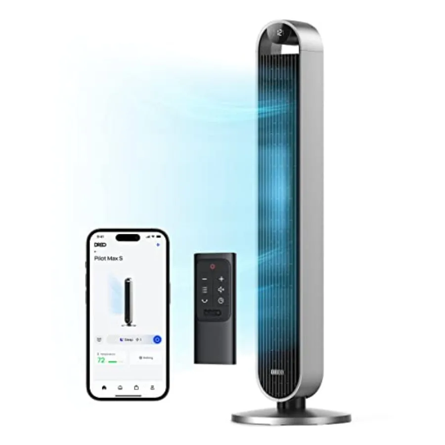 

Tower Fan for Bedroom: ABS Plastic, White, 42 Inch 120 Oscillating Bladeless Design with 20dB Quiet DC Motor, 28ft/s Air Veloci
