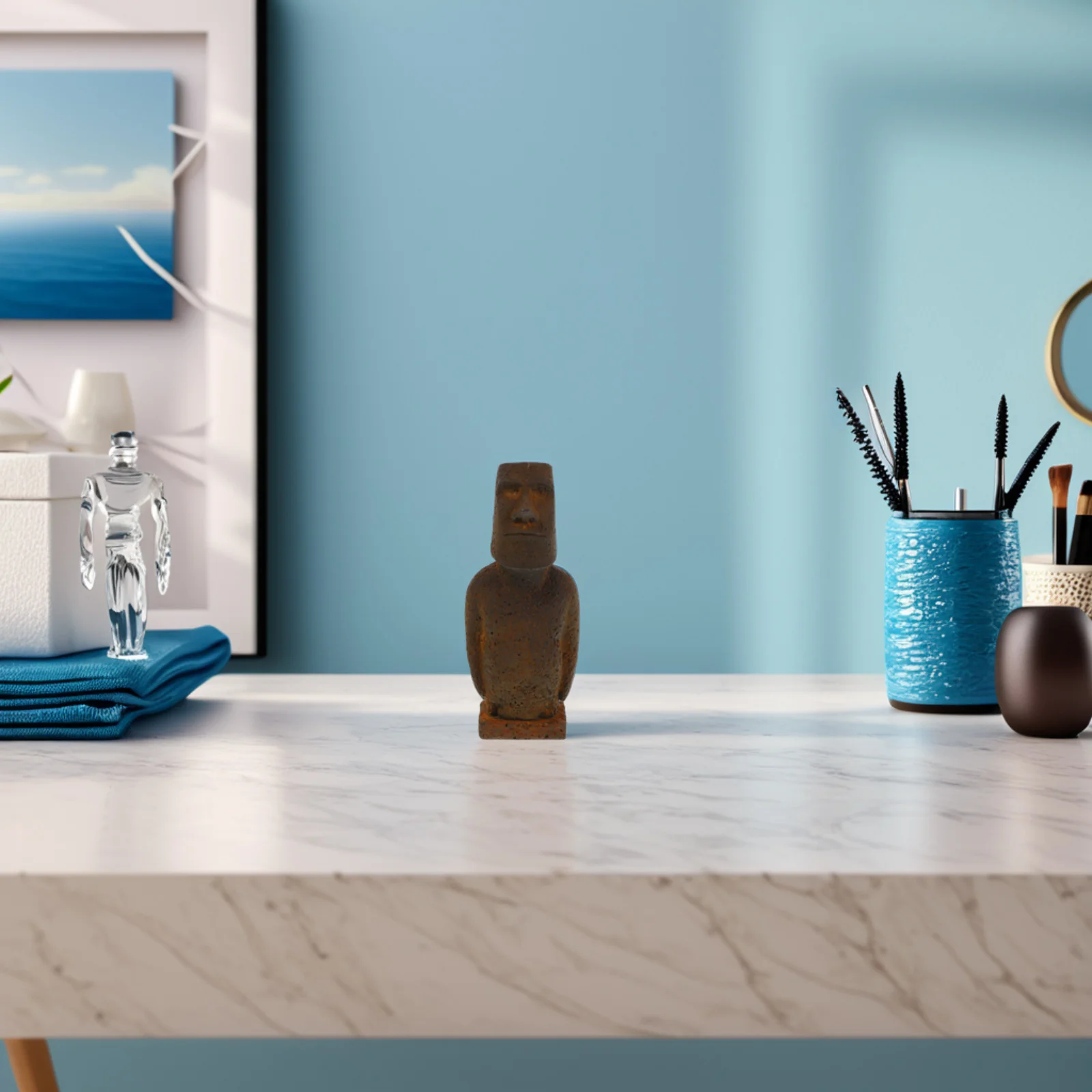 

Moai Statue Ornaments Resin Crafts Miniature Moai Head Figure Small Rockery Ornament Fish Tank Decoration Home