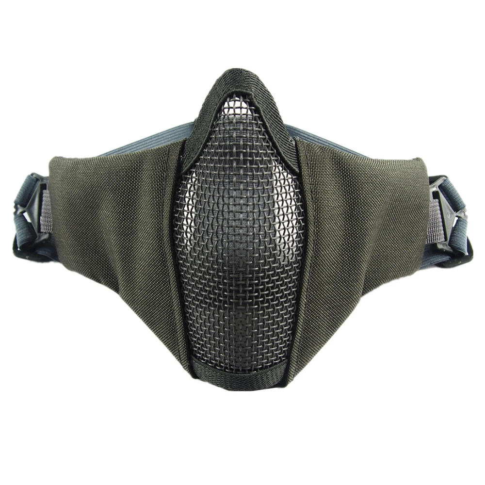 Half Face Metal Steel Airsoft Masker Jacht Tactisch Net Mesh Masker CS Beschermende Halloween Party Half Face Paintball Maskers