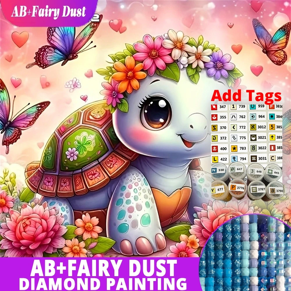 

Набор для вышивания AB Fairy Dust DMC: 5D Алмазная мозаика, полная квадратная вышивка, животные, морская черепаха, бабочка, ручная работа, DIY