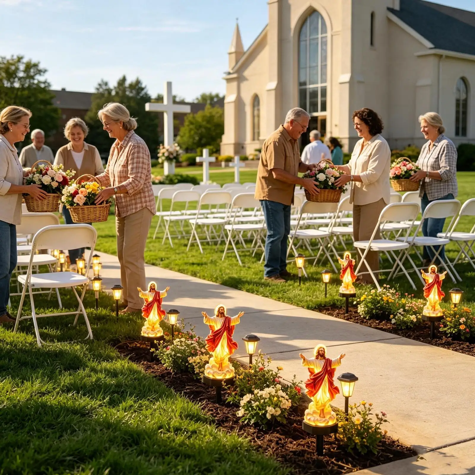 Jesus Solar Lighted Figurine Waterproof Religious Sculpture Outdoor Decor Solar Garden Stake Light For Yard Patio Deck Porch