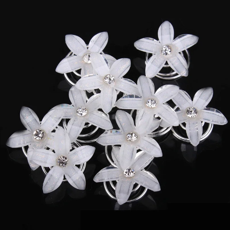 12 PCS Princess Crystal And Rhinestone Hairpin Floral Swirl Spiral Hair Pins For Women Bride Wedding Jewelry Accessories