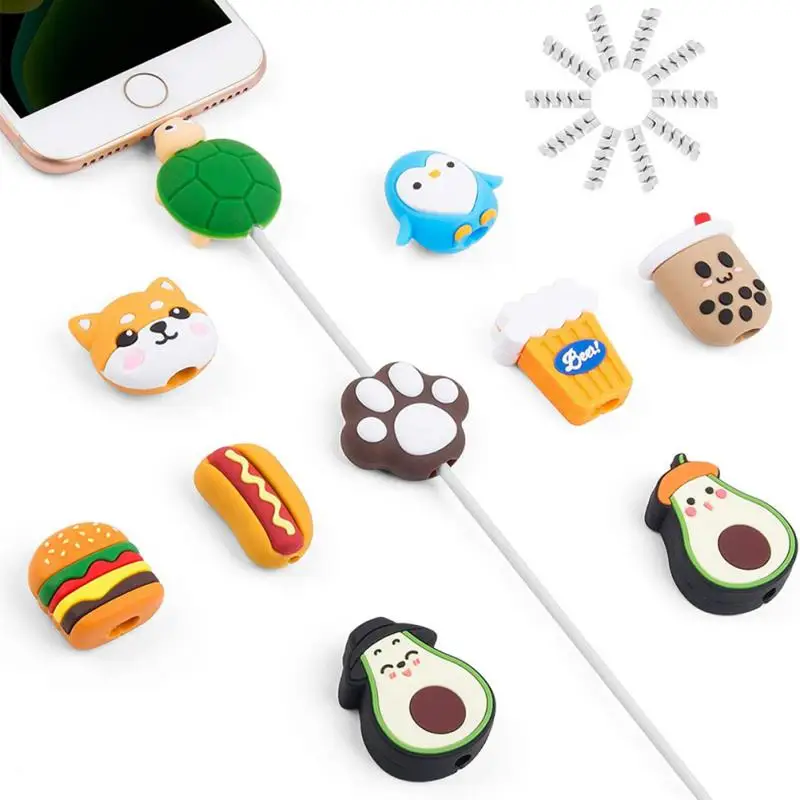 Cartoon Cable Protector Fruit Animal Charging Cable Buddies Cord Protector Charger Wire Organizer Phone Accessories