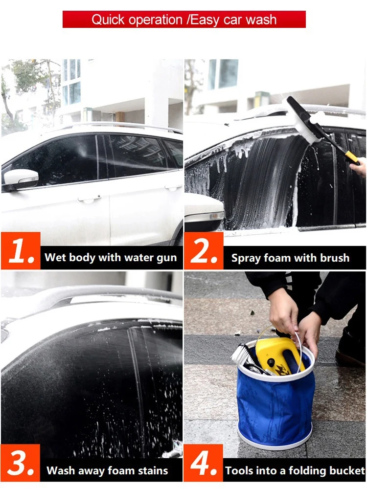 Portable Rechargeable Lithium Battery Water Gun, Wireless Vegetable Washing Machine Vehicle, 12V High Pressure Water Pump