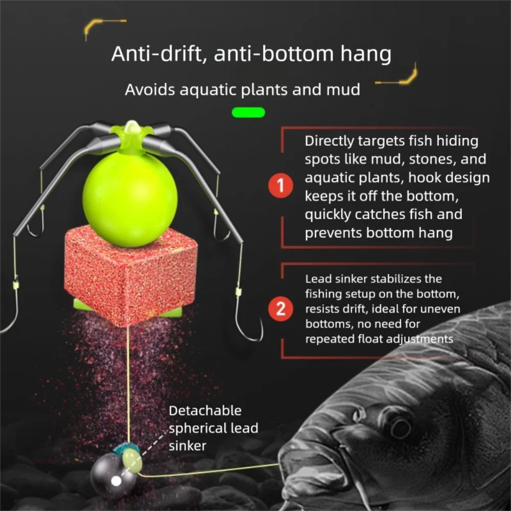 

Hot String Hook Fishing Bait Cage Four Hook Float Line Group Feeder Sinker Carbon Steel Sharp Fishing Spring Bait Cage Outdoor