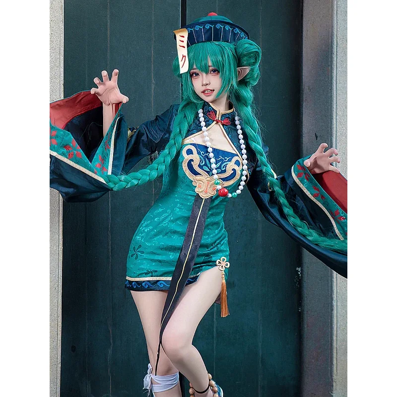 

aaa12 3Mikku Anime Mikku Little Zombie Cosplay Costume Miku Halloween Dress Outfits Uniforms Clothes Sets Wig Mikuku Cos