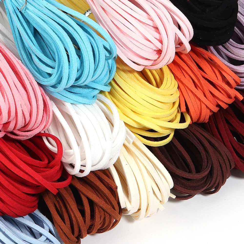 10Pcs/bag Muticolors Flat Korean Velvet Thread 2.5mm 95cm Faux Suede Leather Cord Rope Thread to Make Braided Bracelet Necklace