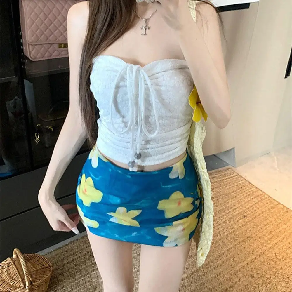 سترة مثيرة الأزهار القمم عادية موضة تانك القمم مثير الدانتيل زهرة طباعة كاميس موضة العصرية البلوزات Y2k الشارع الشهير الرسن كاميس