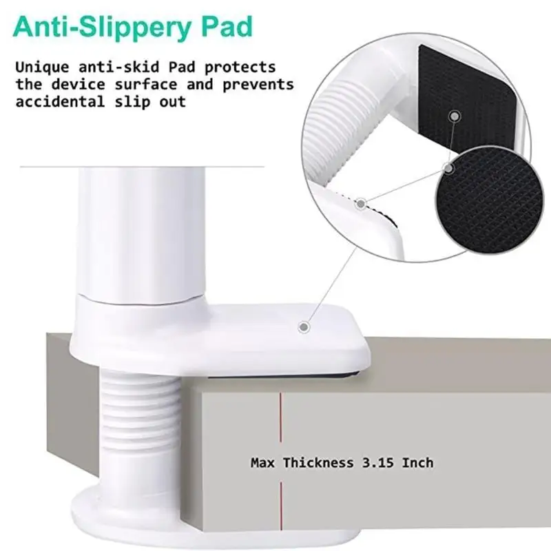 652F Grip Flexible Long Arm Gooseneck Bracket 360 Mount Mount Clamp Cell Phone Clip on Stand Holder Used for Bed, Desktop