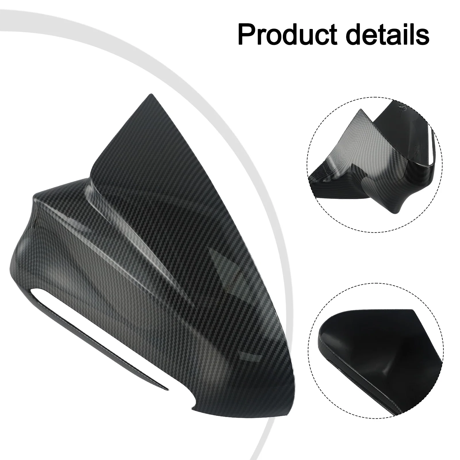 

Size As Picture Shows Car Rearview Mirror Cover Mirror Cover Trim Carbon Look Easy Installation Gloss Black ABS Material