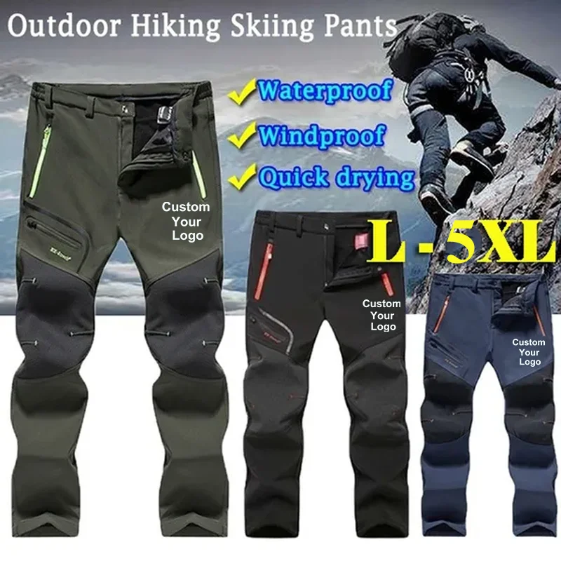 

New Mens Customize Your Logo Outdoor Breathable Hiking Trousers Camping Climbing Trekking Softshell Warm Long Pants