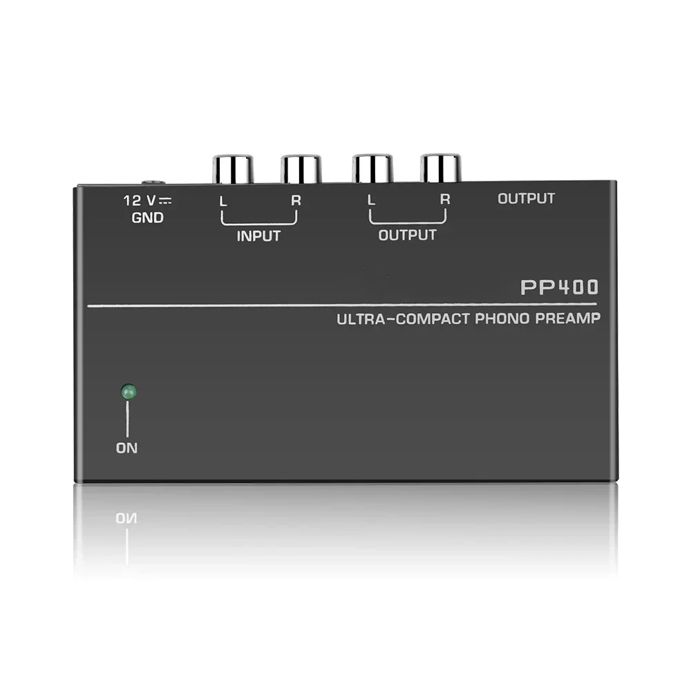 PP400 Ultra-Compact Phono Preamp Preamplifier Home Mini Audio Amplifier with RCA Interface for Turntable Tube Amplifier Speakers