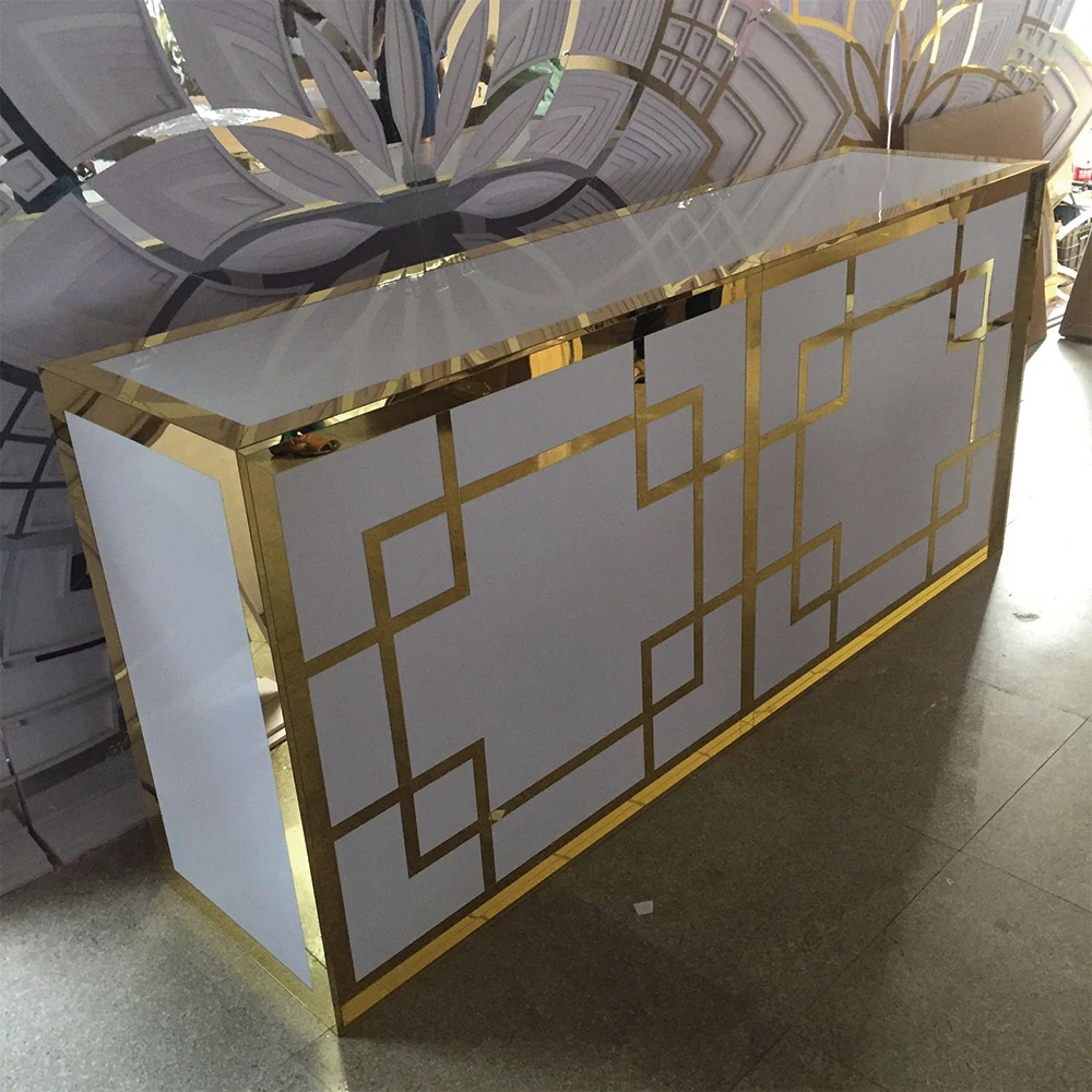 

Luxury Gold And White Event Decor Round Table Acrylic Wedding Bar Tables For Bridal And Groom