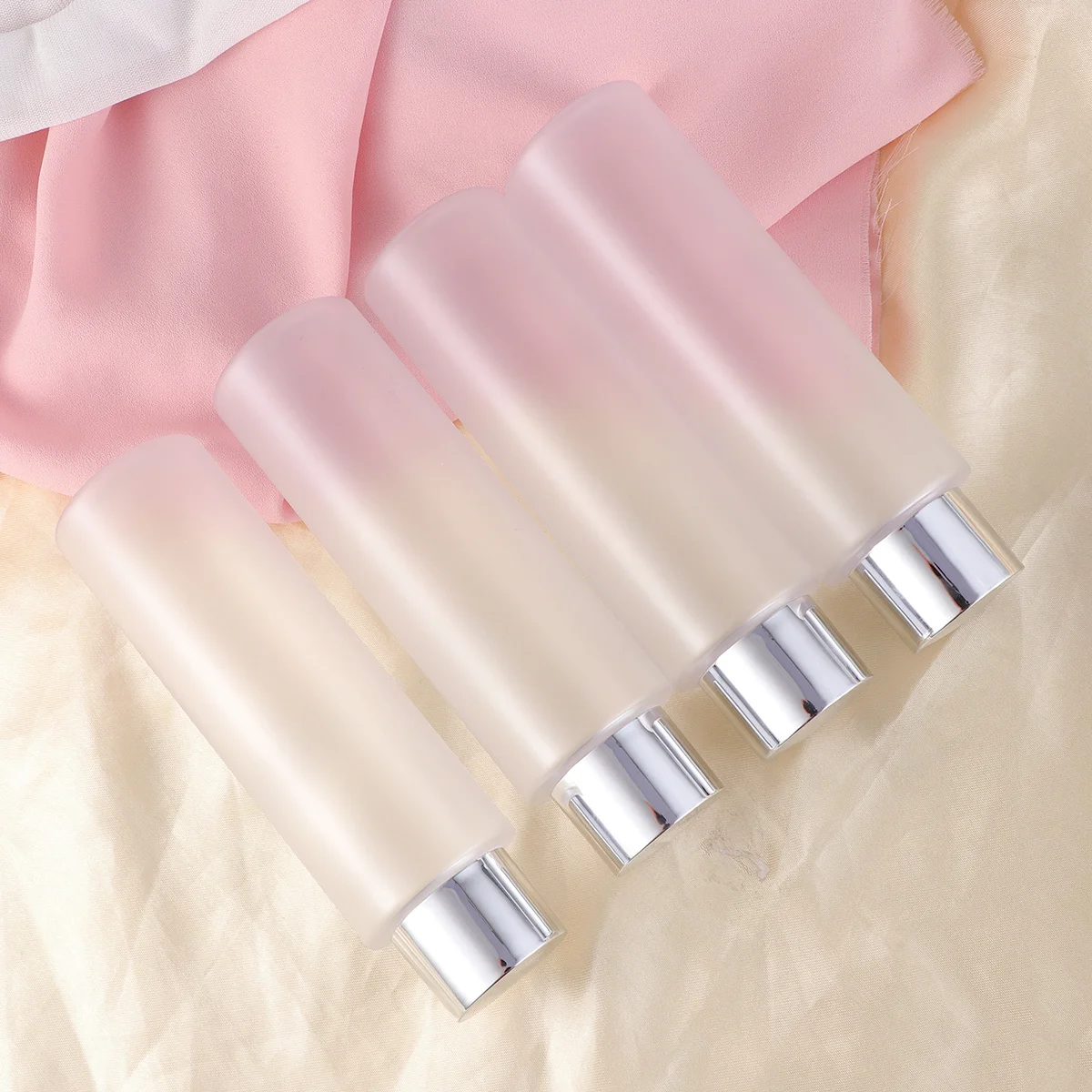 

4Pcs Toner Bottle Travel Refillable Pet Plastic Containers Semi-Translucent Bottles for Lotion Shampoo Gel Essentials