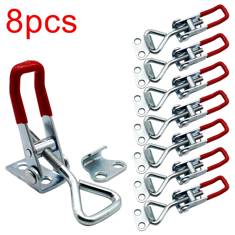 8 Pcs Adjustable Toolbox Case Metal Toggle Latch Catch Clasp Quick Release Clamp Anti-Slip Push Pull Toggle Clamp Tools