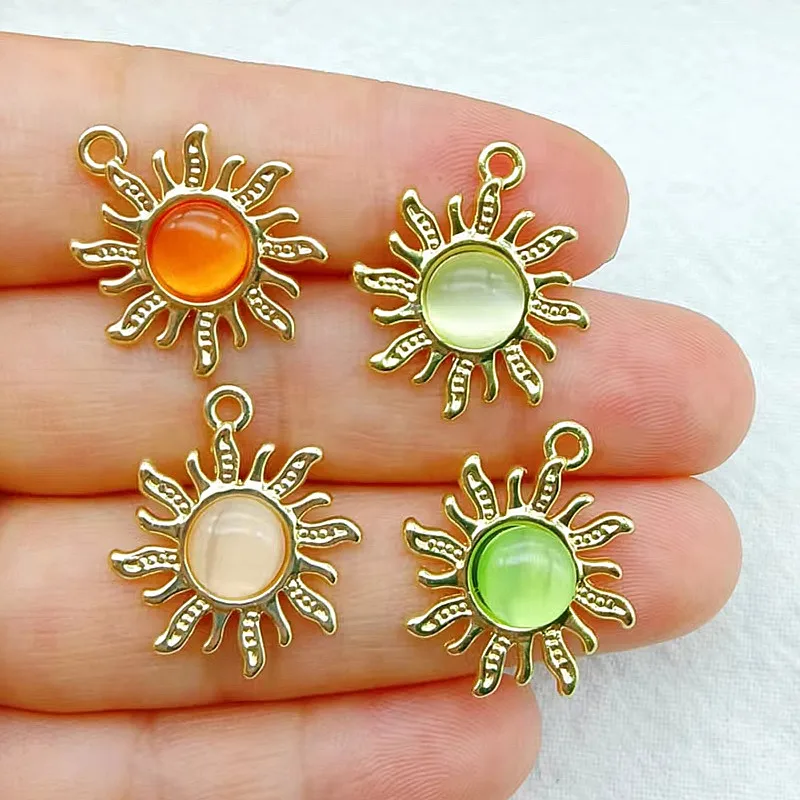 10pcs 18x21mm Rhinestone Sun Charms for Jewelry Making Earring Pendant Bracelet Necklace Accessories Diy Supplies Craft Findings