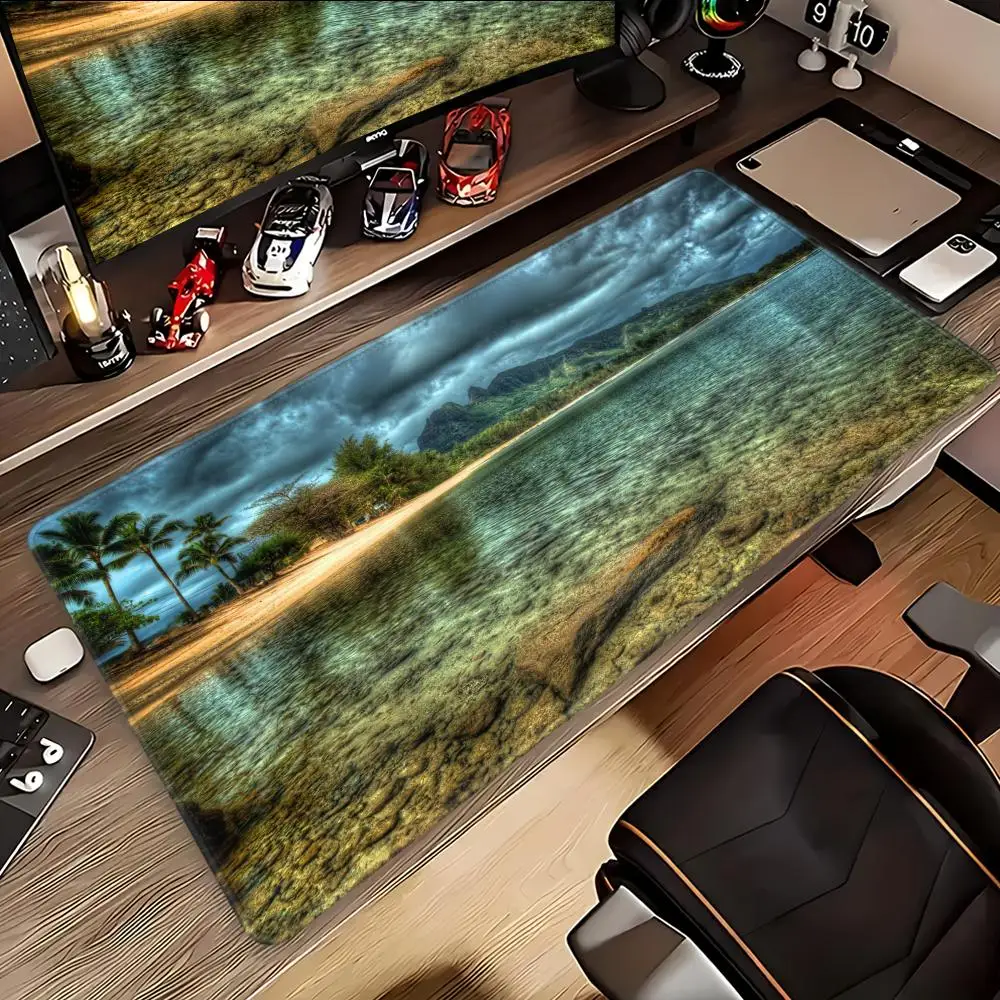HD HYBXAXC Mouse Pad Coast Scenery Resort Mouse large Size Desk Mat Bedroom Learning Anime Games Mouse Pads Pad XXL 400X900MM