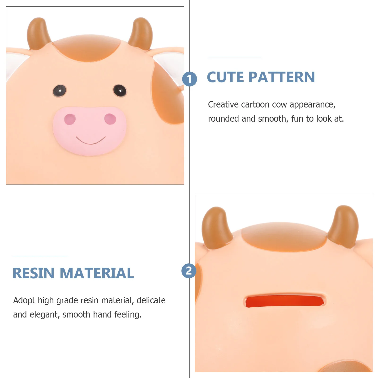 Urocza skarbonka w kształcie krowy, kompaktowa skarbonka dla dzieci, pojemnik na monety na biurko, kreatywna żywiczna skarbonka w kształcie krowy z kreskówki.