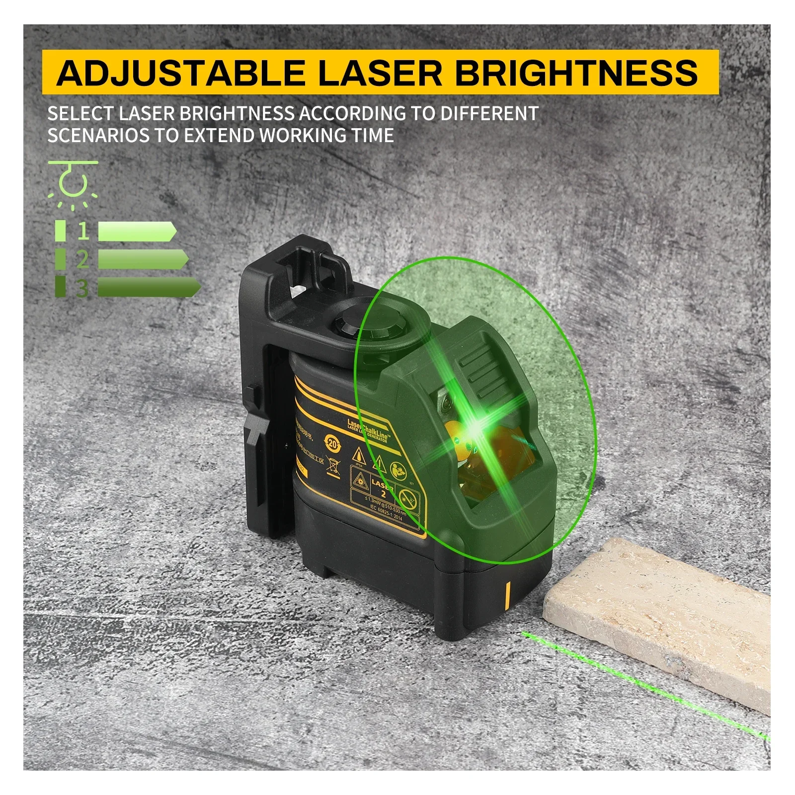 DEWALT DW088CG 2-Line Green Beam Self-Leveling Laser Level ±3mm/10m IP54 Horizontal Vertical Alignment Bare Tool - view 3