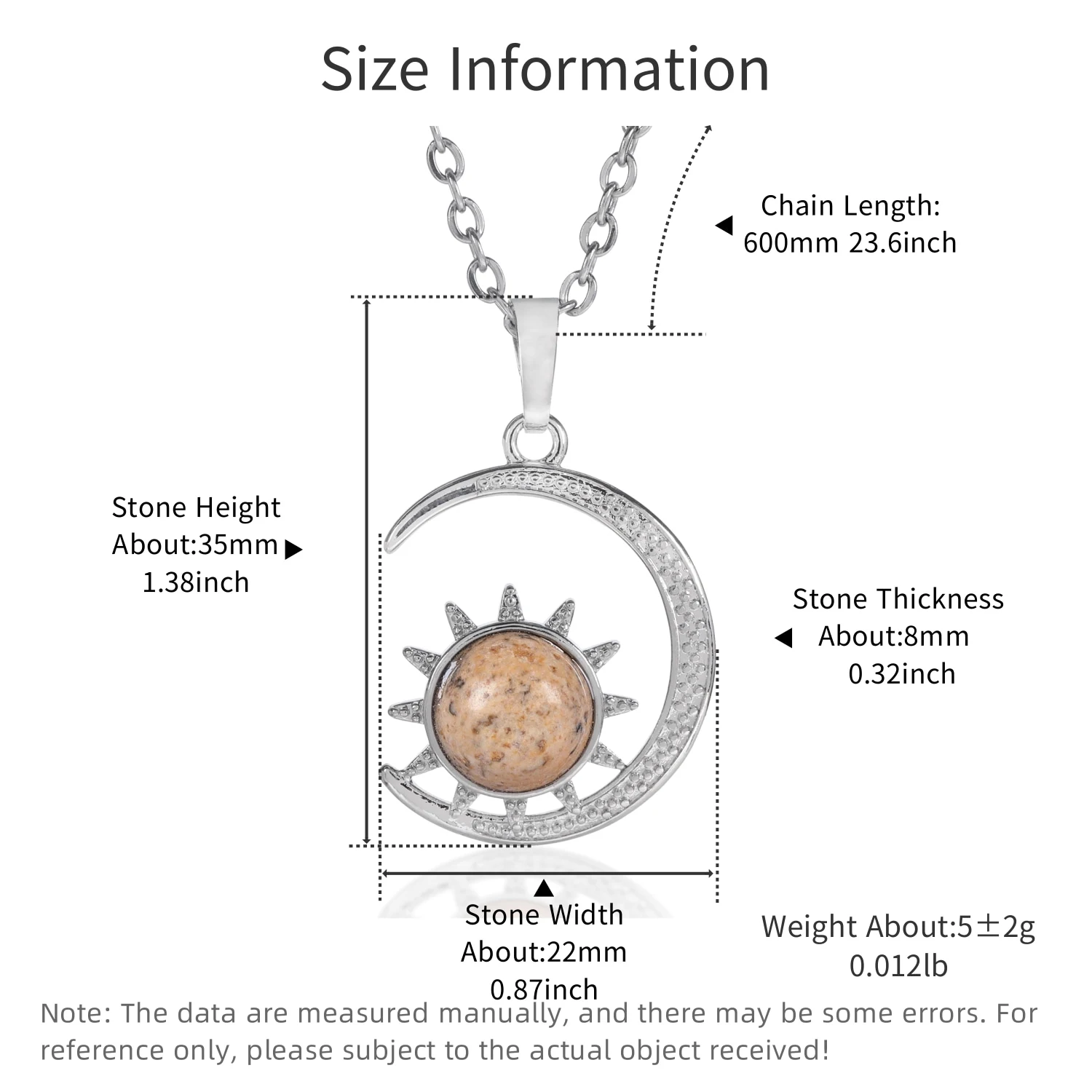 Fashion Natural Crystal Gem Sun Moon Pendant Heaven and Earth essence Absorb Aura Jewelry Timely and Terrestrial Necklace