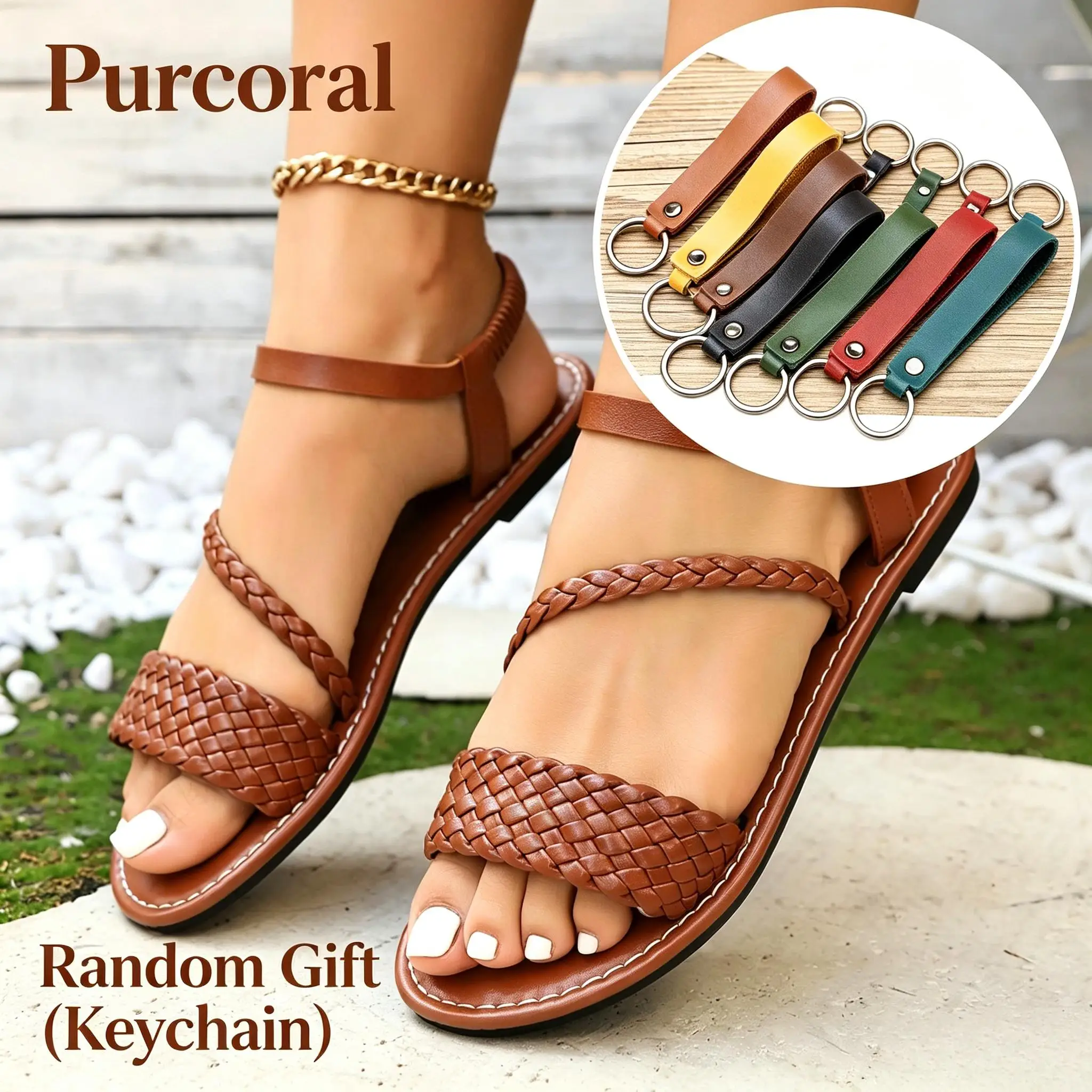 

Women's Flat Sandals With One Foot 2026 New Summer Gladiator Open Toe Woven Open Heel Shoes