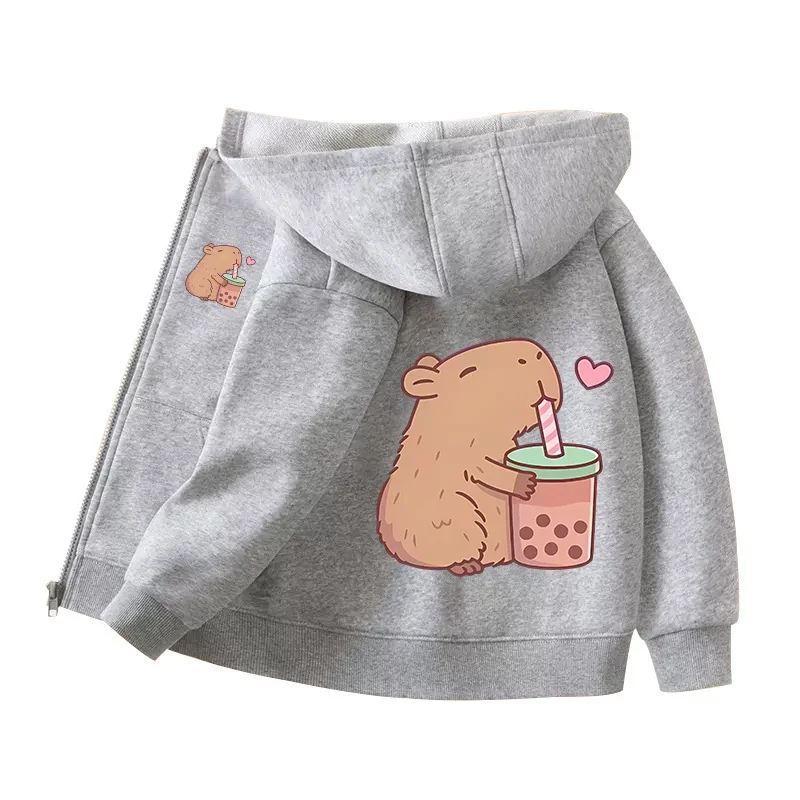 Capybara Zipper Hoodies Mäntel Mädchen junge Sweatshirt Kleidung Herbst Winter Langarm Harajuku Pullover Casual Mit Kapuze Tops Geschenk