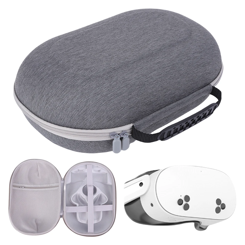 Hard Travel Storage Case Shockproof Anti-fall Multi-Compartment with Mesh Pocket for Meta Quest 3S Headset/Controller/Head Strap