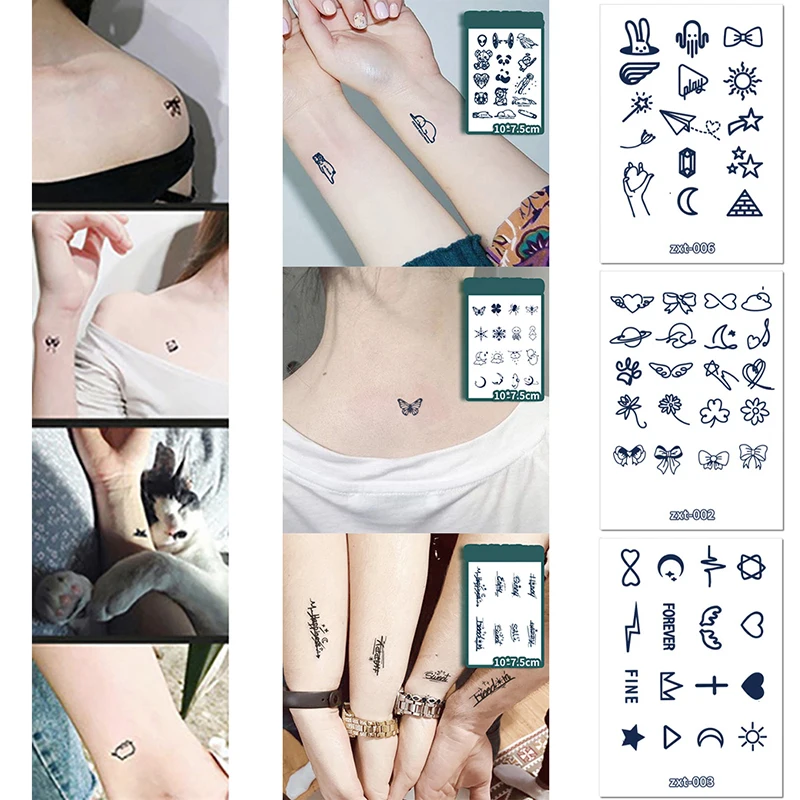 Tijdelijke Tattoo Schattige Stickers Zwart Smile Rose Tatto Heks Kubus Arm Waterdichte Langdurige Hand Back Nep Tattoo Stickers