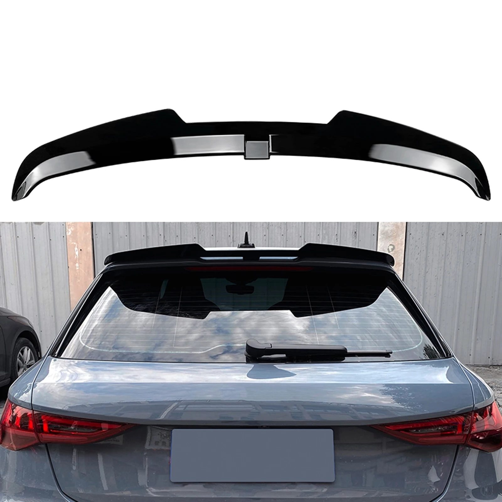 

Rear Roof Spoiler Wing Lip For Audi A3 S3 RS3 8Y 5 Door Sportback 2020-2024 Gloss Black/Carbon Fiber Look Trunk Upper Splitter