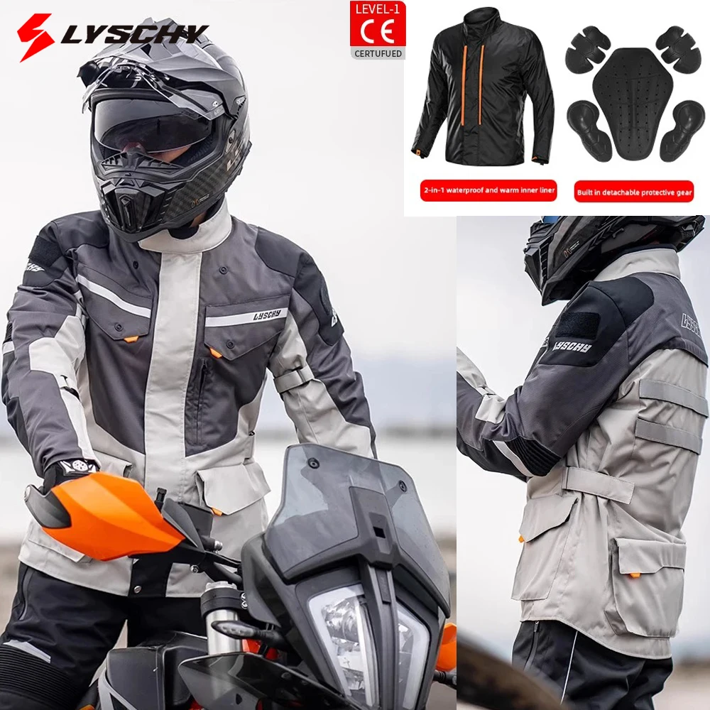 

LYSCHY Waterproof Racing Knight Jacket Men's Motorcycle Riding Suit Rally Kit Anti-drop CE Certified Protective Gear All Season